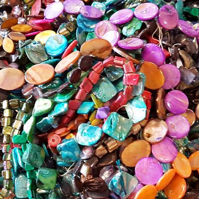Shell or Mother of Pearl Larger Shaped Beads Strand - SALE