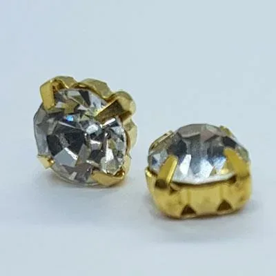 Glass Crystal Chaton Montee 8mm Gold Plated 10pc