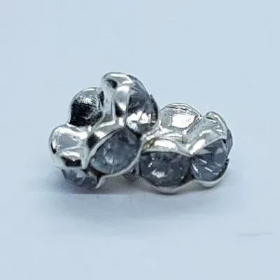 Rondelle Silver Wavy Rim Crystal 6mm 20pk