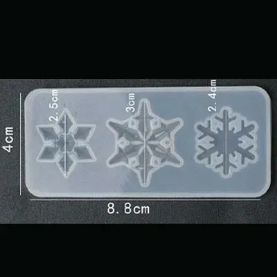 Silicone Resin Mold - Christmas Snowflakes x3 Mini 2.4-3cm