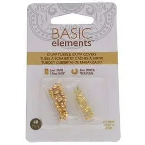 Basic Elements Crimp Tube Beads & Smooth Crimp Covers, 2x2mm and 4mm,  Silver Plated (48 Pieces) 