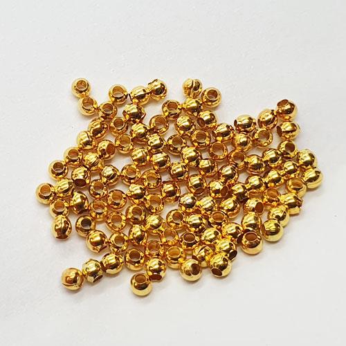Filler Bead 2mm Smooth Gold Plated 100pk LCF Beads N Crystals