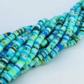 Polymer Clay Bead Strand - Blue - 4mm Discs