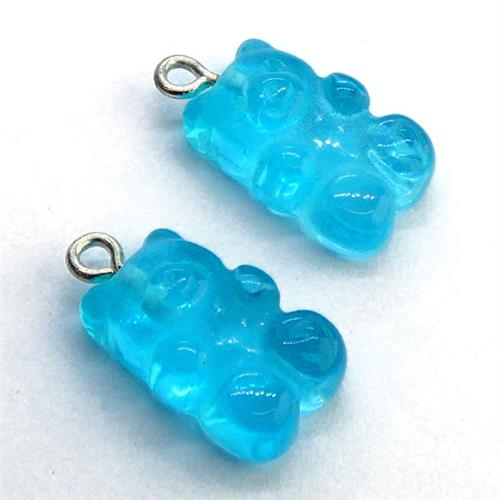 Resin Pendant Gummy Bear 10x20mm Aqua – Beads N Crystals