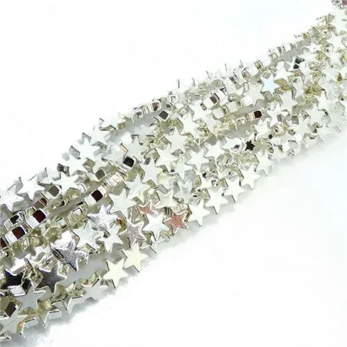 Hematite Plated Silver 6x2mm Star Beads Strand