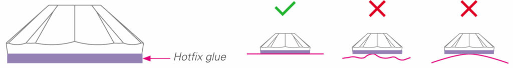 Hotfix crystals adhere well to a smooth flat surface