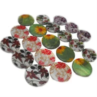 Shell Coin Bead Strand Painted 25-30mm