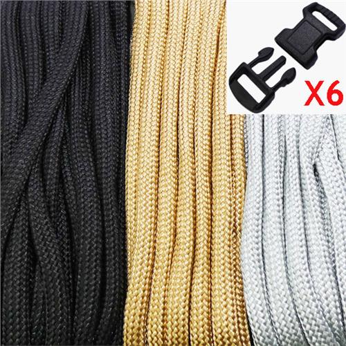 Paracord Cord and Buckles Pack Black, Soft Gold, Silver - Beads N