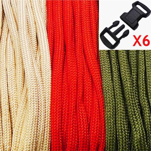 Paracord Cord and Buckles Pack Soft Gold, Red, Olive - Beads N Crystals