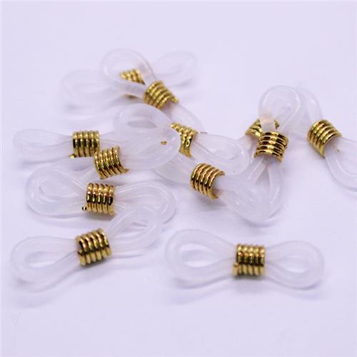 Glasses Holder Ends Clear Rubber with Gold Plated Coil 20pk