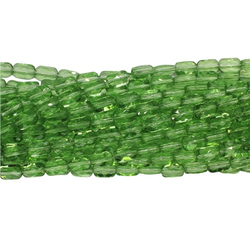 A Grade Crystal Rectangle Cushion Cut 6x9mm Peridot Beads Strand