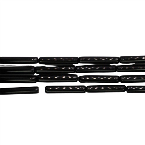Glass Cylinder 6x30mm Beads Strand Jet Black - Image 2