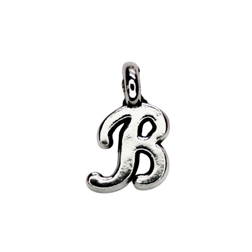 Letter Charm "B" 7x10mm Silver Plated