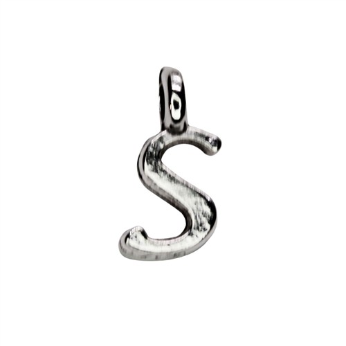 Letter Charm "S" 5x10mm Silver Plated