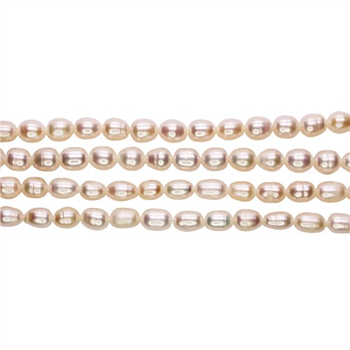 Freshwater Pearl 5-6mm Oval Cream Beads Strand - Image 2