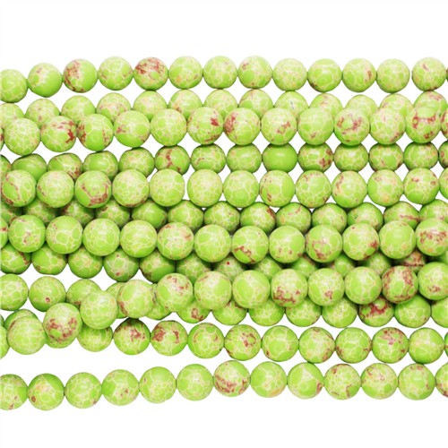 Imperial Jasper 10mm Round Lime Green Beads Strand - Image 2