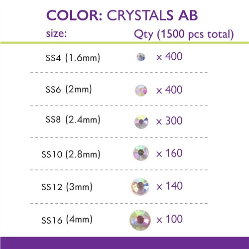 Crystal FX Rhinestone Assortment Crystal AB 1500pc Pack - Image 2