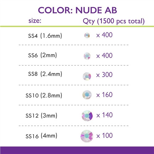 Crystal FX Rhinestone Assortment Nude AB 1500pc Pack - Image 2