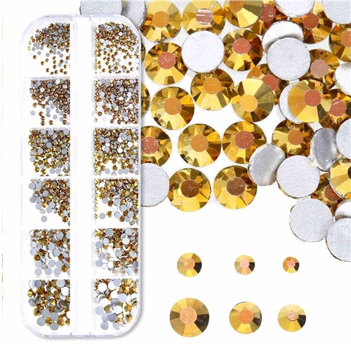 Crystal FX Rhinestone Assortment Gold Dorado 1500pc Pack