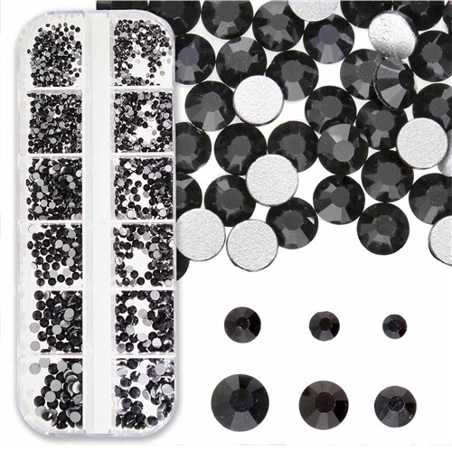 Crystal FX Rhinestone Assortment Jet Black 1500pc Pack