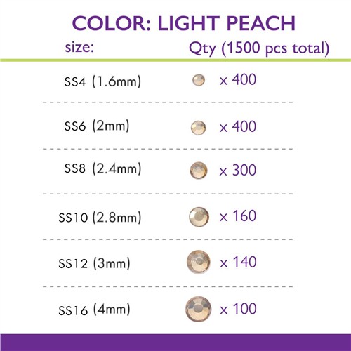 Crystal FX Rhinestone Assortment Light Peach 1500pc Pack - Image 2