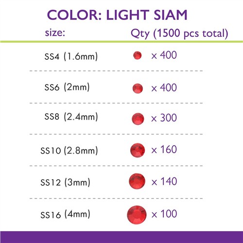 Crystal FX Rhinestone Assortment Light Siam 1500pc Pack - Image 2