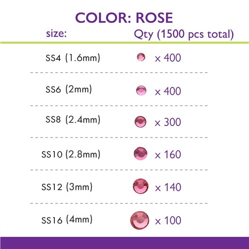 Crystal FX Rhinestone Assortment Rose 1500pc Pack - Image 2