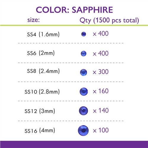 Crystal FX Rhinestone Assortment Sapphire 1500pc Pack - Image 2