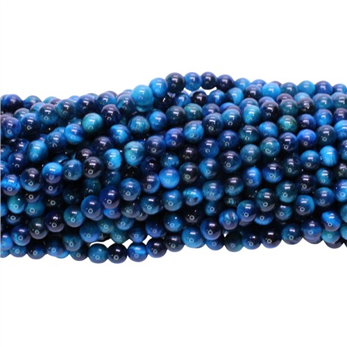 Tiger Eye Dyed Blue 4mm Round Beads Strand