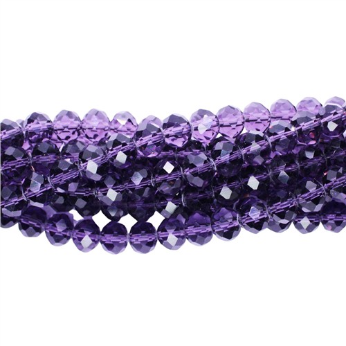 A Grade Crystal 8x10mm Rondelle Strand Amethyst