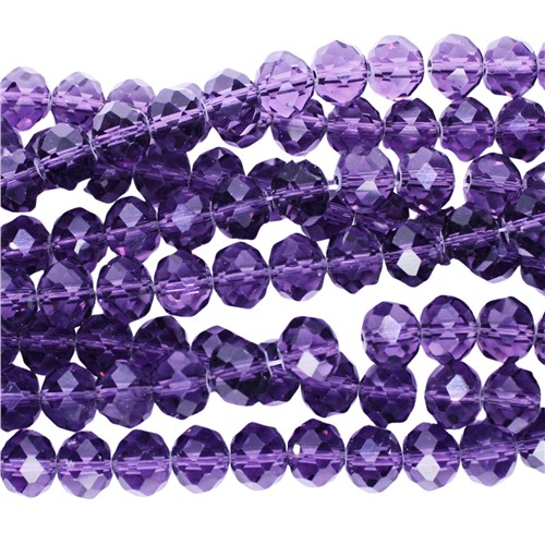 A Grade Crystal 8x10mm Rondelle Strand Amethyst - Image 2