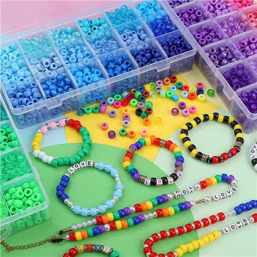 Pony Beads Kit 6x9mm 1350pc 18 Colours Purple and Pink Mix - Image 3