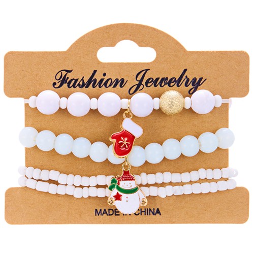 Christmas Stretch Bracelet 4pk White