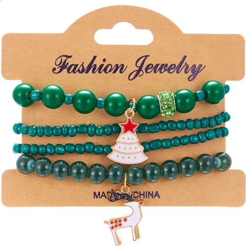 Christmas Stretch Bracelet 4pk Green
