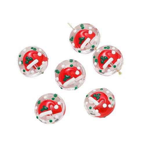 Christmas Hand Made Lampwork Bead 18mm Santa Hat Clear