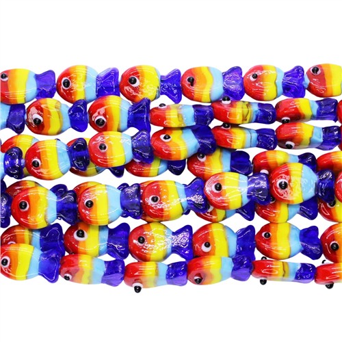 Lampwork Glass 12x20mm Handmade Rainbow Fish 20pcs Strand - Image 2