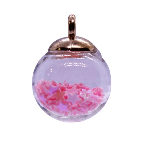 Glass Pendant 16mm with Star Sequin Light Pink