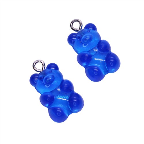 Resin Pendant Gummy Bear 10x20mm Blue