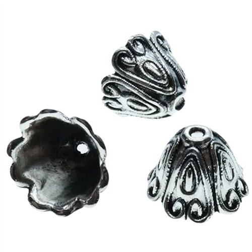 Bead Cap Fairy Tale 11x15mm Antique Silver