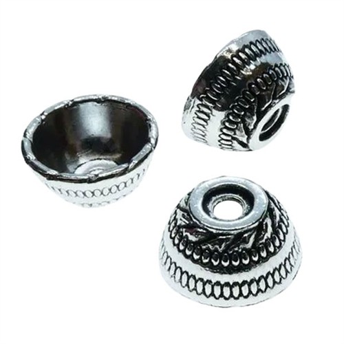 Bead Cap Antique Bowl 8x15mm Antique Silver
