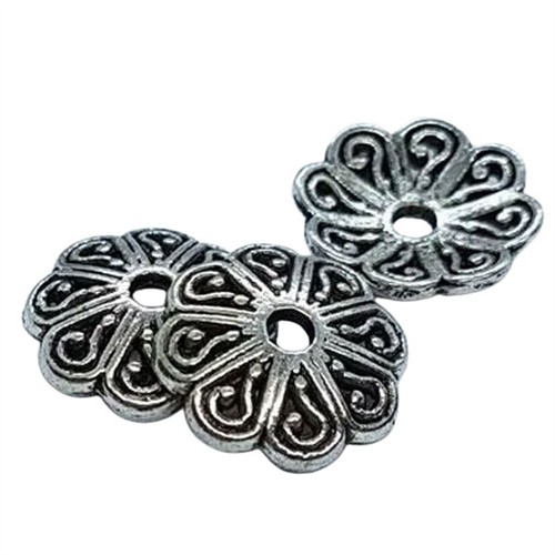 Bead Cap 14x4mm Antique Silver 20pk (LNCF)