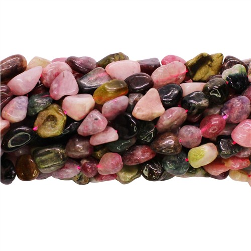 Tourmaline 8-10mm Irregular Tumbled Beads Strand