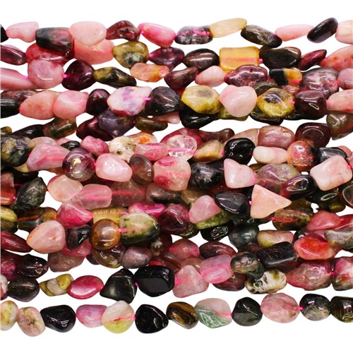 Tourmaline 8-10mm Irregular Tumbled Beads Strand - Image 2
