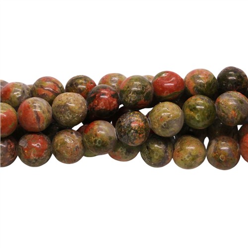 Unakite 8mm Matte Round Beads Strand
