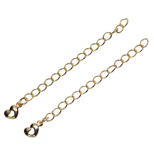 Tarnish Resistant Extension Chain 5cm with Hollow Heart Drop 14K Gold Plated