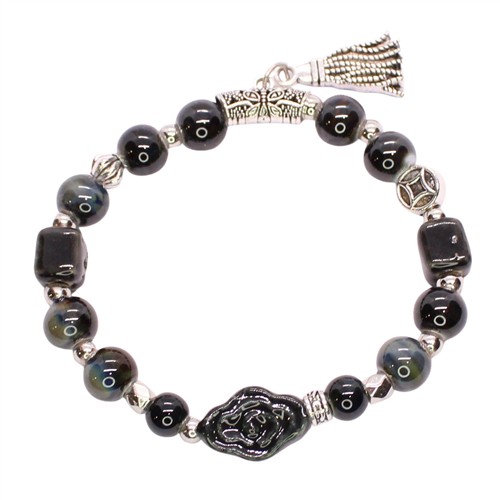 Ceramic Porcelain Beaded Stretch Bracelet Classic Tassel
