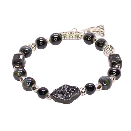 Ceramic Porcelain Beaded Stretch Bracelet Classic Tassel - Image 2