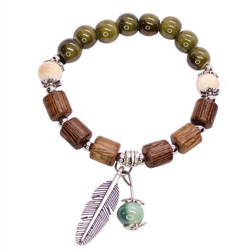 Ceramic Porcelain Beaded Stretch Bracelet Twig and Trinket