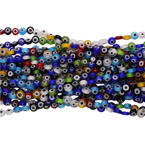 Lampwork Glass Turkish Evil Eye 6mm Coin Beads Mixed Colour Strand - Image 2