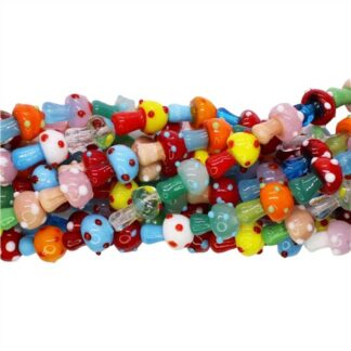 Handmade Glass 12x16mm Fairy Mushroom Colourful 20pcs